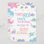 三おもしろいレックス第3恐竜誕生日 招待状 (正面/裏面)
