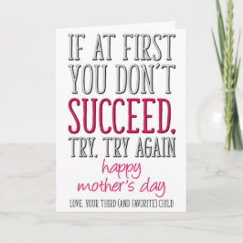 三おもしろい子からの母の日生まれ3 カード