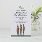 三お洒落誕生日カラフルジェスター人形 招待状 (スタンド正面)