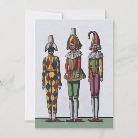 三お洒落誕生日カラフルジェスター人形 招待状 (裏面)