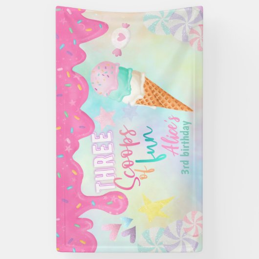 三つのおもしろい 横断幕 (縦)