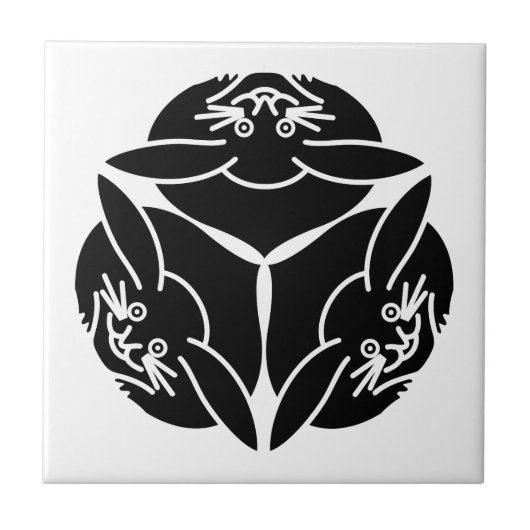 三つのウサギ タイル (正面)