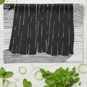 三つのキングスクリスマススター白黒 キッチンタオル (折り畳み)