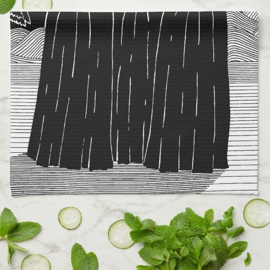 三つのキングスクリスマススター白黒 キッチンタオル (折り畳み)