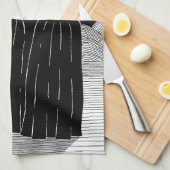 三つのキングスクリスマススター白黒 キッチンタオル (四つ折り)