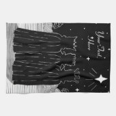 三つのキングスクリスマススター白黒 キッチンタオル (横)