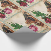 三つのダギーとバラ ラッピングペーパー (角)