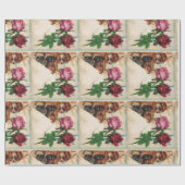 三つのダギーとバラ ラッピングペーパー (フラット)