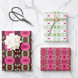 三つのデザイン ラッピングペーパーシート