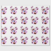 三つのピンクと黒の星付きレディバグ ラッピングペーパー (フラット)