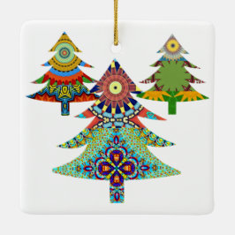 三つのホリデーツリー セラミックオーナメント