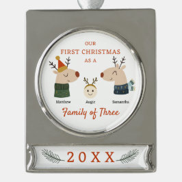 三つの初めてのクリスマス シルバープレートバナーオーナメント