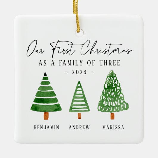 三つの初めてのクリスマス セラミックオーナメント (正面)