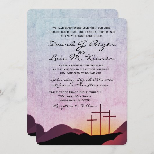 三つの十字結婚式招待状 招待状 (正面/裏面)