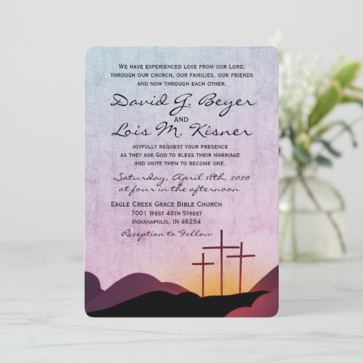 三つの十字結婚式招待状 招待状 (スタンド正面)