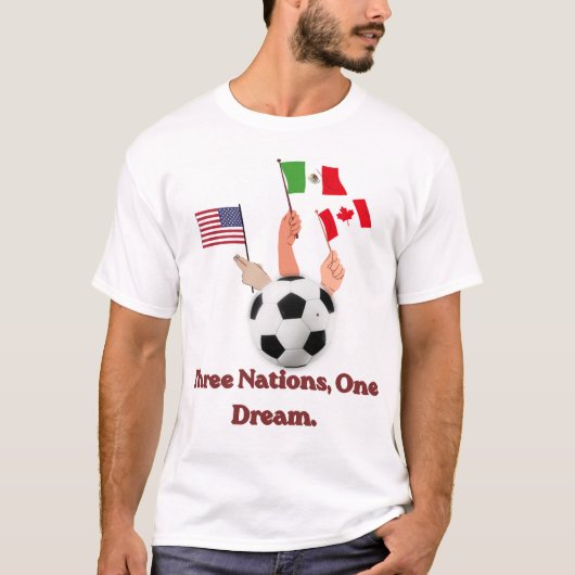 "三つの国、一つの夢" 2026年公式 Tシャツ (正面)