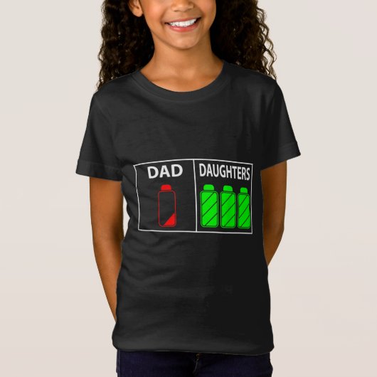 三つの娘の父の日おもしろいの三重項パパ Tシャツ (正面)