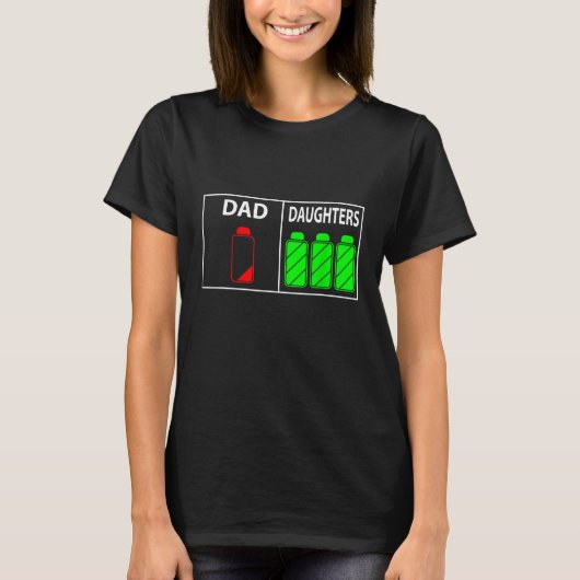 三つの娘の父の日おもしろいの三重項パパ Tシャツ (正面)