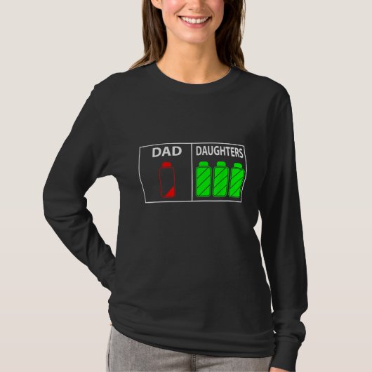 三つの娘の父の日おもしろいの三重項パパ Tシャツ (正面)