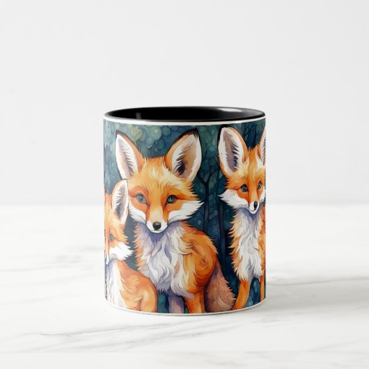 三つの小さなキツネ ツートーンマグカップ (中央)