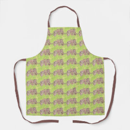 三つの小さなスクワリングのフクロウ絵画 – アクリル。 エプロン