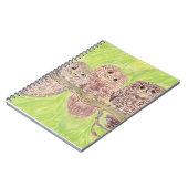 三つの小さなスクワリングのフクロウ絵画 – アクリル。 ノートブック (左側)