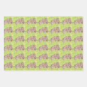 三つの小さなスクワリングのフクロウ絵画 – アクリル。 ラッピングペーパーシート (正面2)