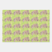 三つの小さなスクワリングのフクロウ絵画 – アクリル。 ラッピングペーパーシート (正面)