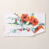 三つの明るい長い茎の赤いケシ ハンドタオル (ハンドタオル)