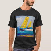 "三つの船を見た" 海景画 Tシャツ (正面)
