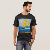 "三つの船を見た" 海景画 Tシャツ (正面フル)