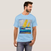 "三つの船を見た" 海景画 Tシャツ (正面フル)