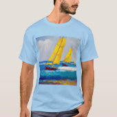 "三つの船を見た" 海景画 Tシャツ (正面)