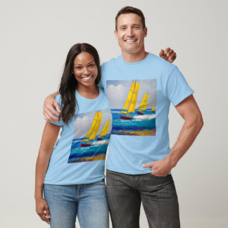 "三つの船を見た" 海景画 Tシャツ