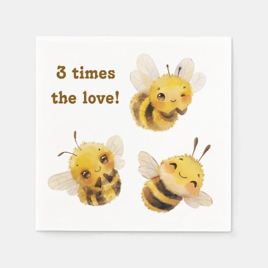 三つの蜂ナプキン スタンダードカクテルナプキン (正面)
