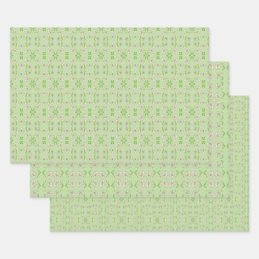 三つの装飾模様 ラッピングペーパーシート (セット)