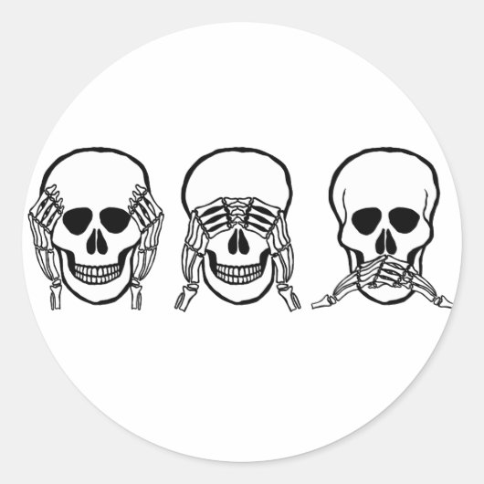 三つの賢いスカル、見よ、聞け話よ、悪ではない ラウンドシール (正面)