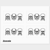 三つの賢いスカル、見よ、聞け話よ、悪ではない 長方形シール (シート)