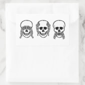 三つの賢いスカル、見よ、聞け話よ、悪ではない 長方形シール (バッグ)