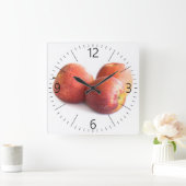 三つの赤りんご スクエア壁時計 (ホーム)