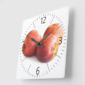 三つの赤りんご スクエア壁時計 (傾斜)