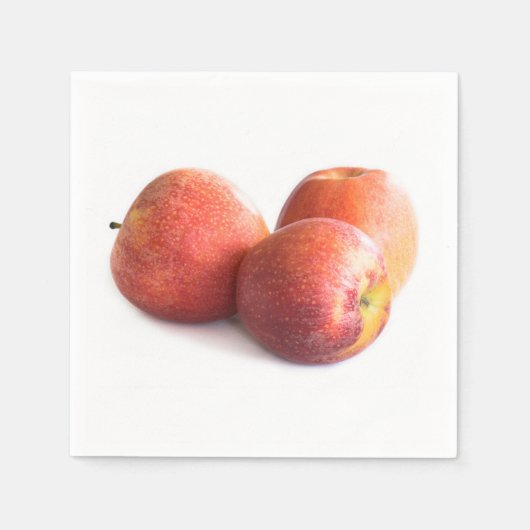 三つの赤りんご スタンダードカクテルナプキン (正面)