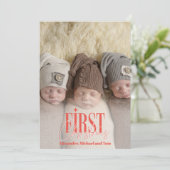 三つモダン子初めてのクリスマスカスタム写真 シーズンカード (スタンド正面)