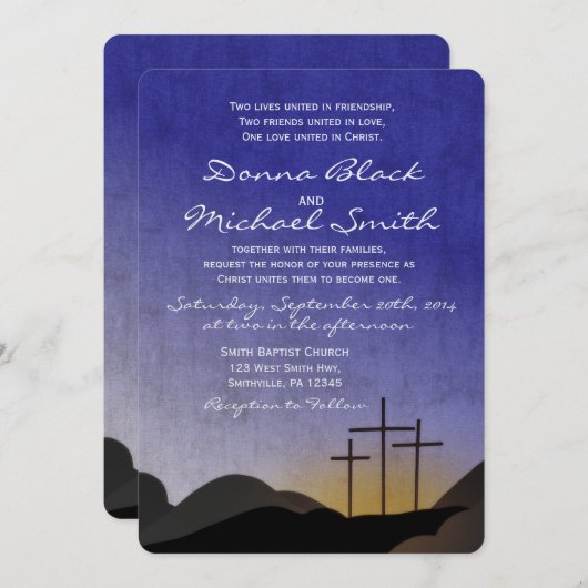 三つ十字の宗教結婚式招待状 招待状 (正面/裏面)