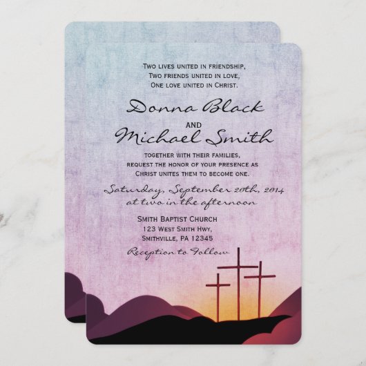 三つ十字の宗教結婚式招待状 招待状 (正面/裏面)