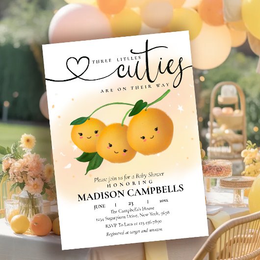 三つ子のかわいい赤ちゃんがやってくる 招待状