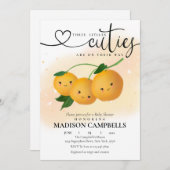 三つ子のかわいい赤ちゃんがやってくる 招待状 (正面/裏面)