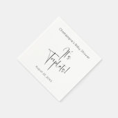 三つ子のスクリプモダントの赤ちゃんシャワー スタンダードカクテルナプキン (角)