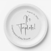 三つ子のスクリプモダントの赤ちゃんシャワー ペーパープレート (正面)