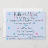 三つ子のハートシャワー付き3つのかわいいブーティー 招待状 (裏面)